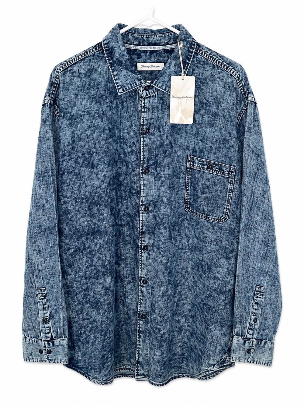Tommy Bahama Washed Denim Button-Up Shirt - Navy Blue